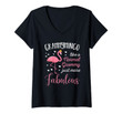 Womens Grammymingo Pink Flamingo Grammy Funny Grandma Gift V-Neck T-Shirt