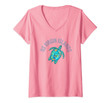 Womens Us Virgin Islands Beach Design/Sea Turtle Illustration Gift V-Neck T-Shirt