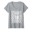 Womens Straight Outta 1980 40th Birthday Gift Funny Rustic Street V-Neck T-Shirt