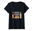 Womens Wine And Books Lover Reader Read Between Wines V-Neck T-Shirt