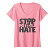 Womens Stop The Hate Black Lives Matter Blm Protest V-Neck T-Shirt