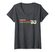 Womens Vintage 1983 Chest Stripe 38th Birthday V-Neck T-Shirt