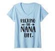 Womens Rocking The Nana Life New Grandma Granny To Be Gigi Mimi V-Neck T-Shirt