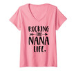 Womens Rocking The Nana Life New Grandma Granny To Be Gigi Mimi V-Neck T-Shirt