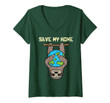 Womens Save My Home Sloth Cute Earth Day 2020 Animal Lover Gift V-Neck T-Shirt