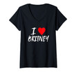 Womens I Love Britney Daughter Wife Mom Granddaughter Girlfriend V-Neck T-Shirt