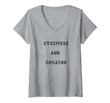 Womens Strippers And Cocaine Funny Drug Humor V-Neck T-Shirt