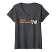 Womens Vintage 1970 Chest Stripe 51st Birthday V-Neck T-Shirt