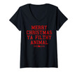 Womens Home Alone Merry Christmas Ya Filthy Animal Text Stack V-Neck T-Shirt