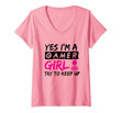 Womens Yes I'm A Gamer Girl Gaming Girl V-Neck T-Shirt