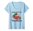 Womens Vintage Support Local Farmers Farmhouse Christmas Tree Truck V-Neck T-Shirt