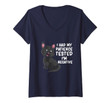 Womens I Had My Patience Tested I'm Negative - Cute Black Cat V-Neck T-Shirt