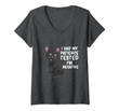 Womens I Had My Patience Tested I'm Negative - Cute Black Cat V-Neck T-Shirt