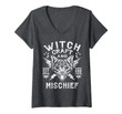 Womens Wiccan, Pagan And Occult Clothing. Wicca Cat V-Neck T-Shirt