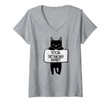 Womens Social Distancing Expert Funny Cat Lover Quarantine Humor V-Neck T-Shirt