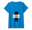 Womens Social Distancing Expert Funny Cat Lover Quarantine Humor V-Neck T-Shirt