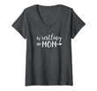 Womens Wrestling Mom & Arrow In White Text Wrestler Gift Acn074b V-Neck T-Shirt