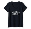 Womens Wrestling Mom & Arrow In White Text Wrestler Gift Acn074b V-Neck T-Shirt