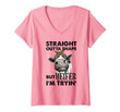 Womens Straight Outta Shape But Heifer I'm Trying Funny Farm Women V-Neck T-Shirt