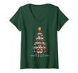 Womens Wine Christmas Tree Wine Lover Drinking Vintage Red Wine V-Neck T-Shirt