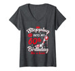 Womens Stepping Into My 60th Birthday Like A Boss 60 Years Old V-Neck T-Shirt