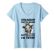 Womens Straight Outta Shape But Heifer I'm Trying Funny Farm Women V-Neck T-Shirt