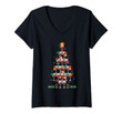 Womens Wine Christmas Tree Wine Lover Drinking Vintage Red Wine V-Neck T-Shirt
