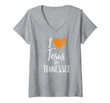 Womens I Love Jesus And Tennessee Shirt Orange Heart Cute Fan Gift V-Neck T-Shirt