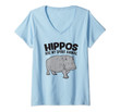 Womens Hippos Are My Spirit Animal Funny Hippopotamus V-Neck T-Shirt