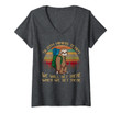 Womens Sloth Hiking Team Shirt We Will Get There When We Get There V-Neck T-Shirt
