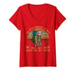Womens Sloth Hiking Team Shirt We Will Get There When We Get There V-Neck T-Shirt