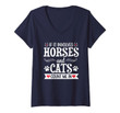 Womens Horse And Cat Lover Rider Equestrian Involves Cat Mom V-Neck T-Shirt