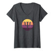 Womens Vintage Sunset Psychology Symbol Gift, School Psychologist V-Neck T-Shirt