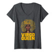 Womens Virgo Queen Black Woman Afro Natural Hair African American V-Neck T-Shirt