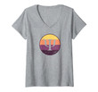 Womens Vintage Sunset Psychology Symbol Gift, School Psychologist V-Neck T-Shirt