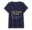 Womens Second Grade Teacher Shirt 2nd Vintage Definition Team V-Neck T-Shirt