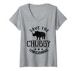 Womens Save The Chubby Unicorns Rhino V-Neck T-Shirt