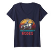 Womens Rodeo Shirt Yeehaw Cowboy Western Country Texas Horse Retro V-Neck T-Shirt