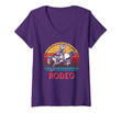 Womens Rodeo Shirt Yeehaw Cowboy Western Country Texas Horse Retro V-Neck T-Shirt