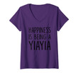 Womens Yiayia Gift: Happiness Is Being A Yiayia V-Neck T-Shirt