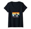 Womens Vintage Star, Idaho Mountain Hiking Souvenir Print V-Neck T-Shirt