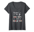 Womens Rockin' The Dog Mom And Nurse Life Funny For Women V-Neck T-Shirt