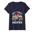Womens Vintage Not Today Heifer Gift For Women Farmer V-Neck T-Shirt