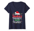 Womens Santa's Favorite Math Teacher Christmas Funny Gift Idea V-Neck T-Shirt