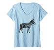 Womens Vintage Donkey Print V-Neck T-Shirt