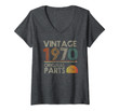 Womens Vintage Original Parts Birthday 1970 49th Retro Style V-Neck T-Shirt