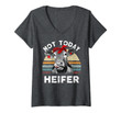 Womens Vintage Not Today Heifer Gift For Women Farmer V-Neck T-Shirt