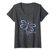 Womens Suicide Prevention Awareness Dragonfly Shirt Semicolon Gift V-Neck T-Shirt