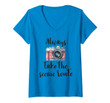 Womens Inspirational Quote Pink Watercolor Camera Photography V-Neck T-Shirt