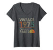 Womens Vintage Original Parts Birthday 1975 45th Retro Style V-Neck T-Shirt